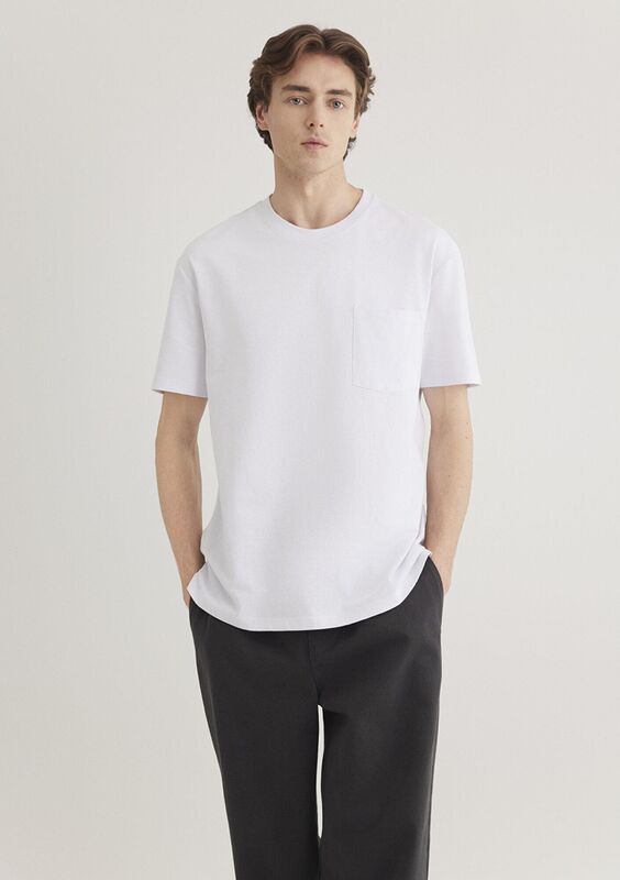 CEPLİ TİŞÖRT Erkek Beyaz T-Shirt - M066248