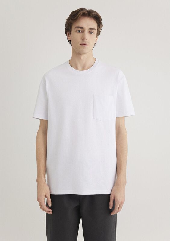 CEPLİ TİŞÖRT Erkek Beyaz T-Shirt - M066248