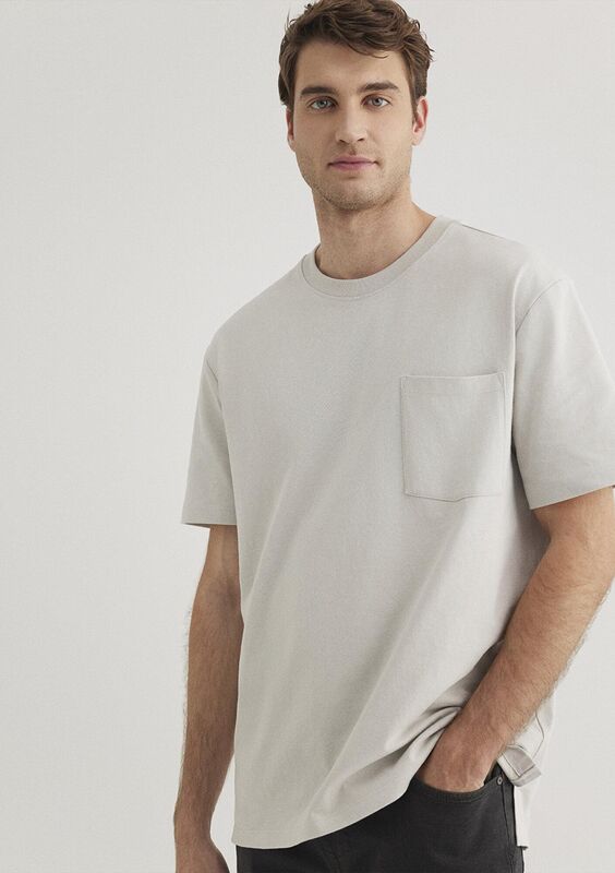 CEPLİ TİŞÖRT Erkek Gri Basic T-Shirt - M066248