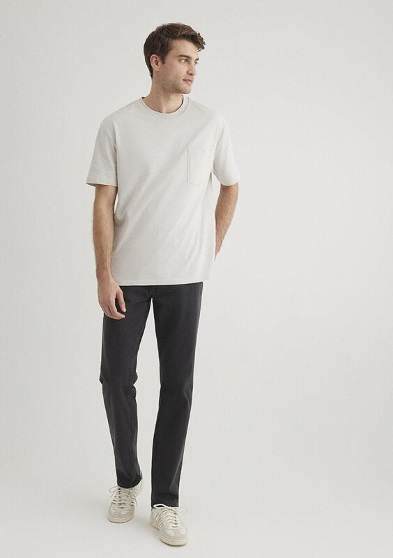 CEPLİ TİŞÖRT Erkek Gri Basic T-Shirt - M066248