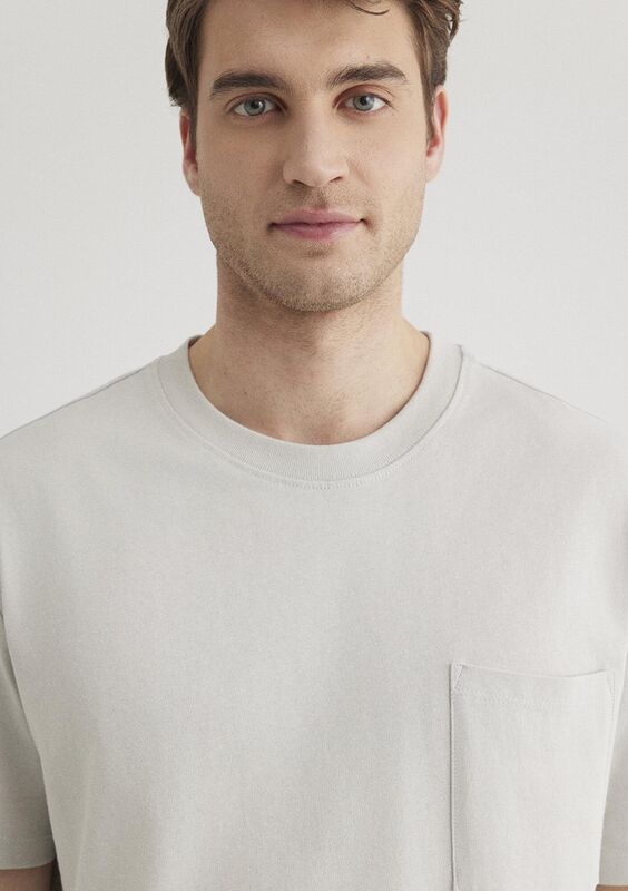 CEPLİ TİŞÖRT Erkek Gri Basic T-Shirt - M066248