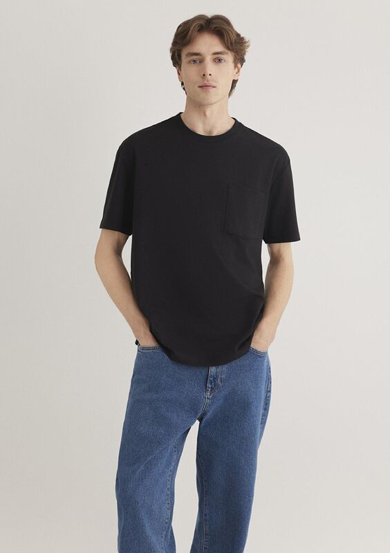 Mavi - CEPLİ TİŞÖRT Erkek Siyah Basic T-Shirt - M066248