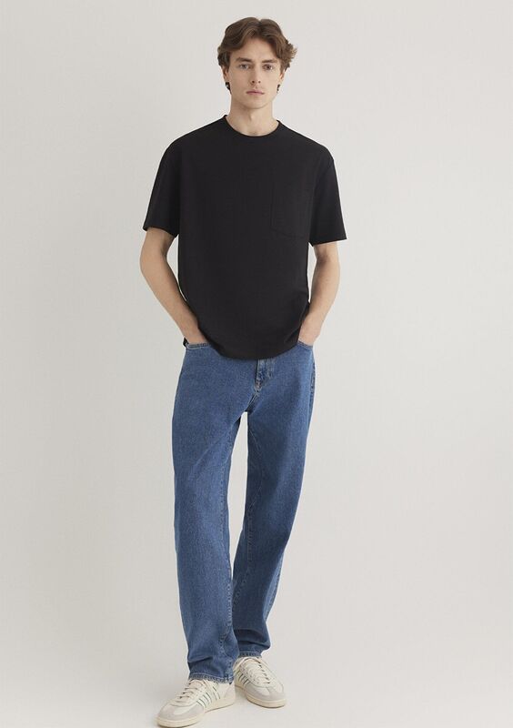 CEPLİ TİŞÖRT Erkek Siyah Basic T-Shirt - M066248