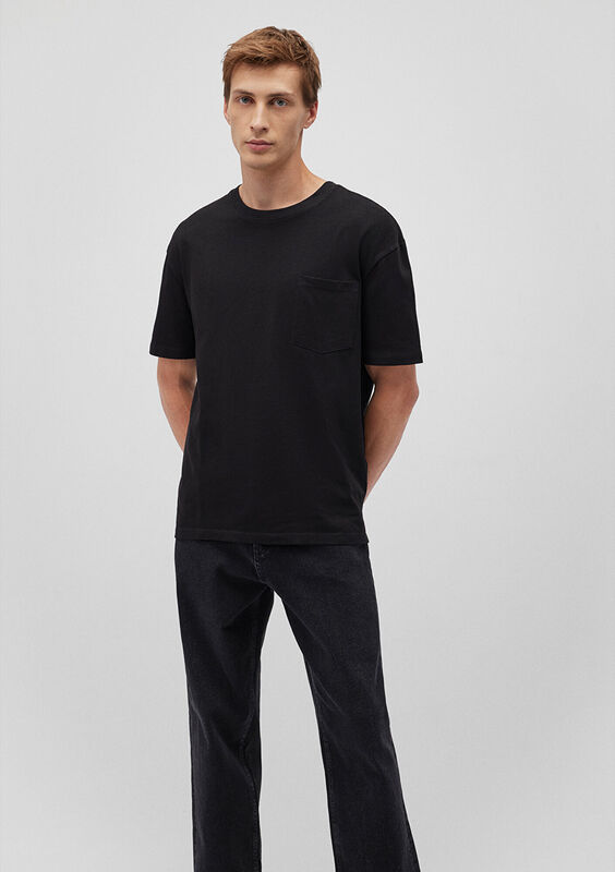 CEPLİ TİŞÖRT Erkek Siyah T-Shirt - M066248