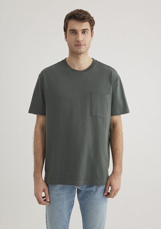 CEPLİ TİŞÖRT Erkek Yeşil Basic T-Shirt - M066248