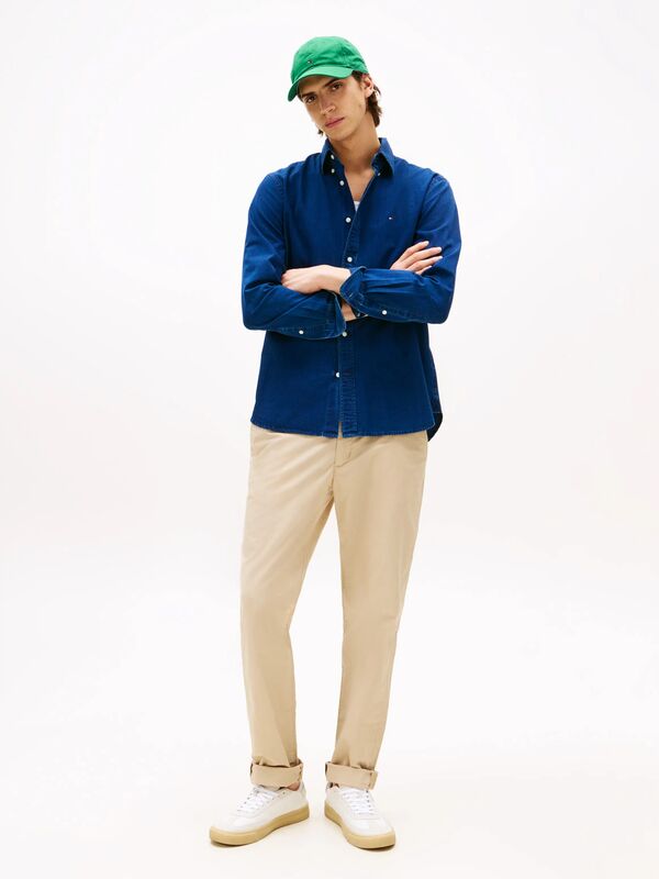 Tommy Hilfiger - CHAMBRAY RF SHIRT Erkek Mavi Gömlek - MW0MW38134