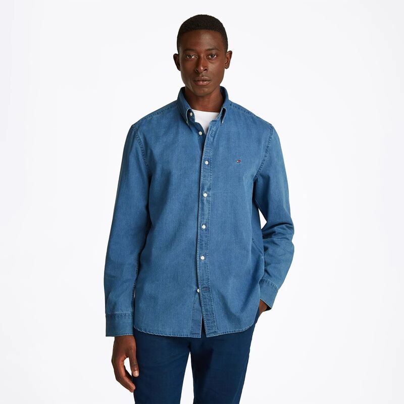 Tommy Hilfiger - CHAMBRAY RF SHIRT Erkek Mavi Gömlek - MW0MW38134 Tommy Hilfiger - CHAMBRAY RF SHIRT Erkek Mavi Gömlek - MW0MW38134
