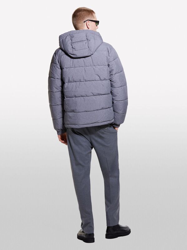 Çıkarılabilir Kapüşonlu Cepli Gizli Fermuarlı Şişme Mont Erkek Siyah Mont - 324A2WYCSN03M