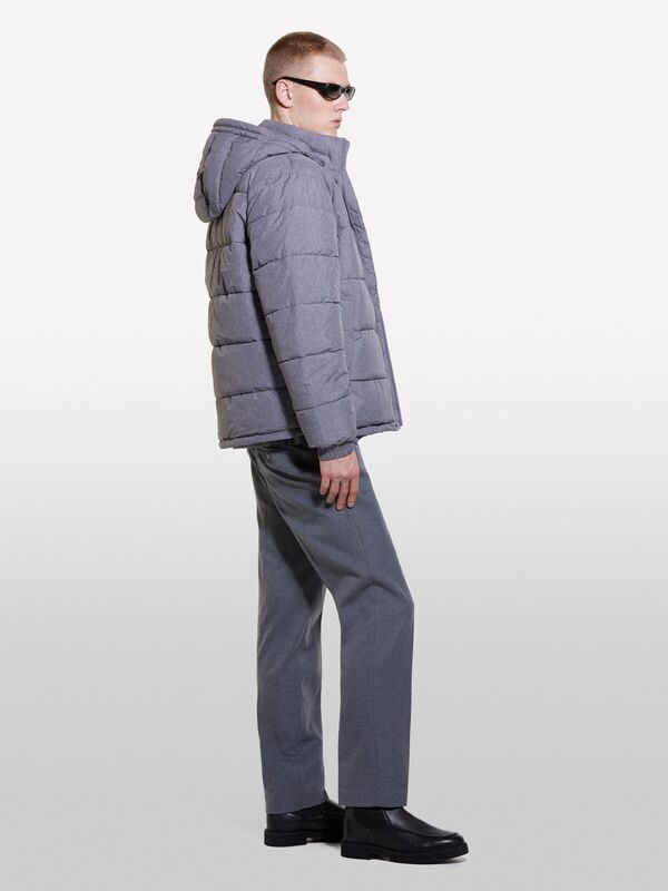 Çıkarılabilir Kapüşonlu Cepli Gizli Fermuarlı Şişme Mont Erkek Siyah Mont - 324A2WYCSN03M