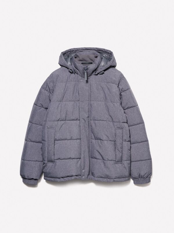 Sisley - Çıkarılabilir Kapüşonlu Cepli Gizli Fermuarlı Şişme Mont Erkek Siyah Mont - 324A2WYCSN03M