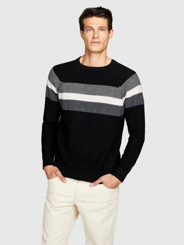 Çizgili Koton Karışımlı Kazak Erkek Renkli Kazak - 323A1198T102D