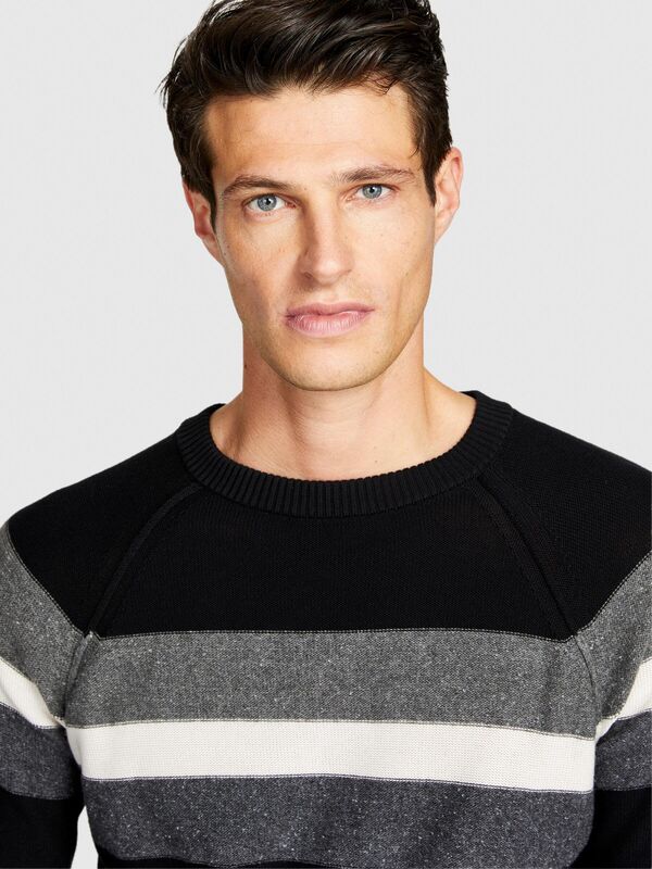 Çizgili Koton Karışımlı Kazak Erkek Renkli Kazak - 323A1198T102D