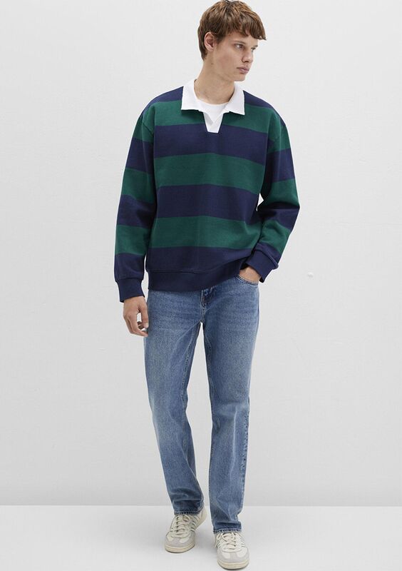 ÇİZGİLİ SWEATSHIRT Erkek Koyu Mavi Sweatshirt - M0S10491