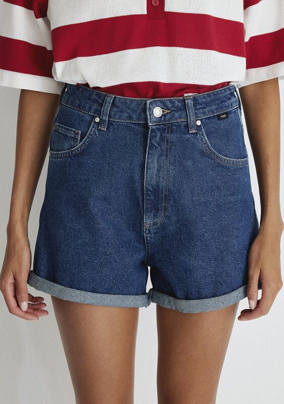 CLARA Kadın Denim Şort - M14501 Deep Shaded 90'S
