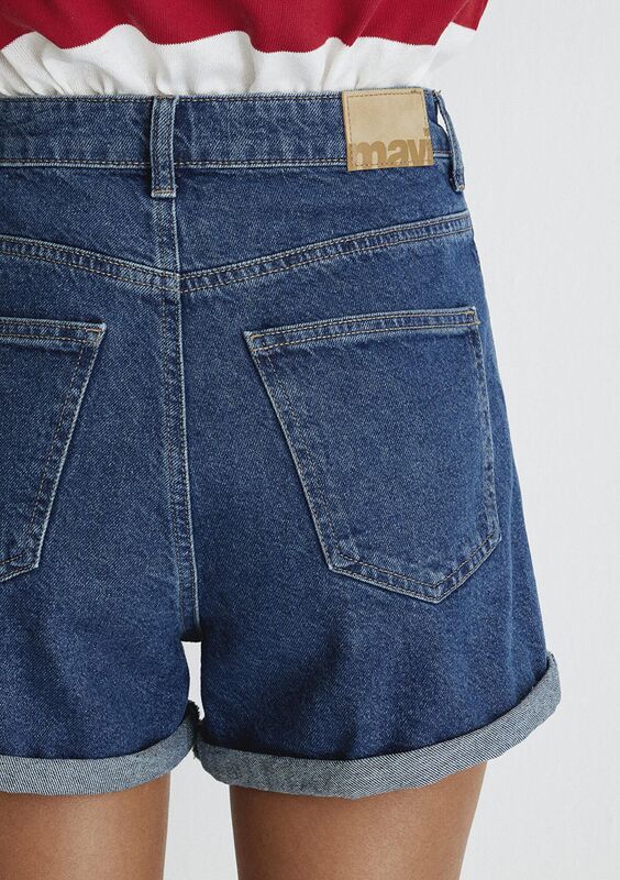 CLARA Kadın Denim Şort - M14501 Deep Shaded 90'S
