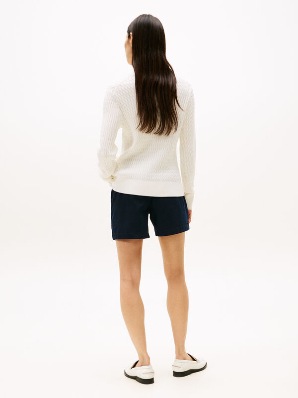 CO CABLE C-NK LS SWEATER Kadın Beyaz Kazak - WW0WW44993