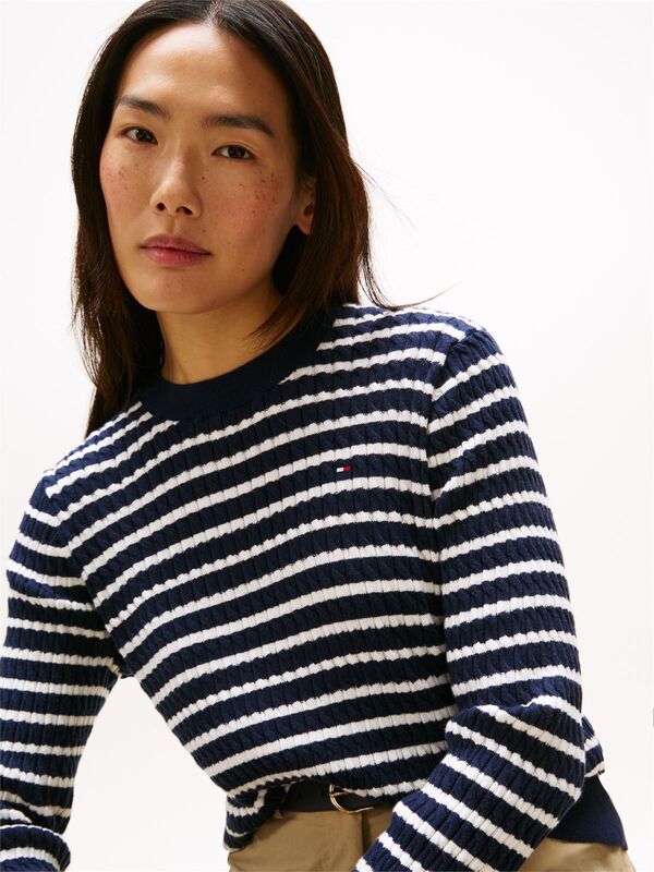 CO CABLE C-NK LS SWEATER Kadın Mavi Kazak - WW0WW44993