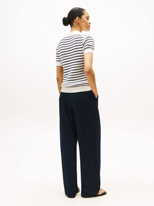 CO CABLE FINE GG POLO S/S SWT Kadın Beyaz Kazak - WW0WW41474