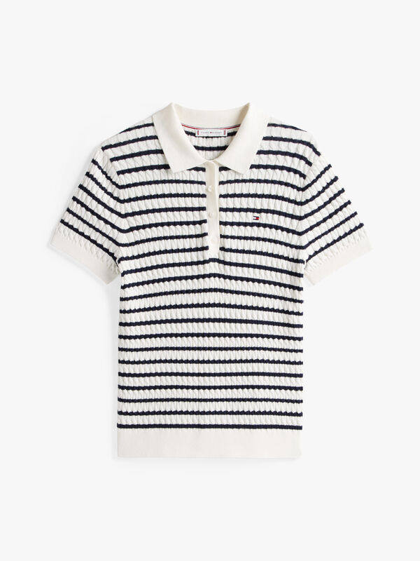 CO CABLE FINE GG POLO S/S SWT Kadın Beyaz Kazak - WW0WW41474