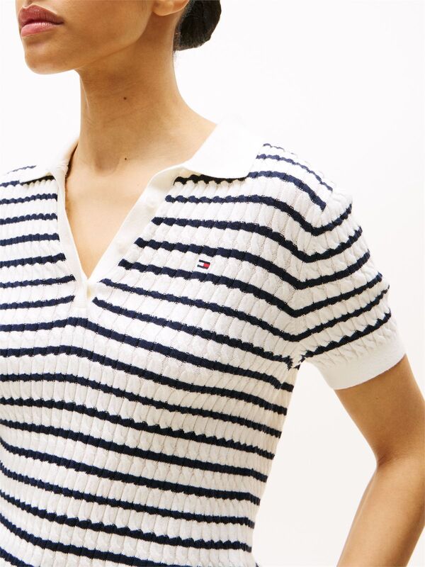 CO CABLE FINE GG POLO S/S SWT Kadın Beyaz Kazak - WW0WW41474