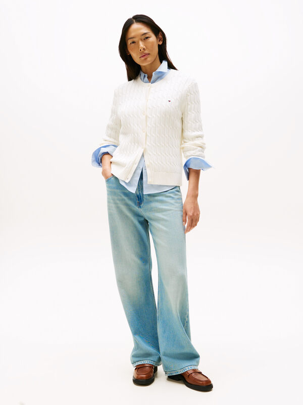 CO CABLE MID GG C-NK LS CARDI Kadın Beyaz Hırka - WW0WW46514