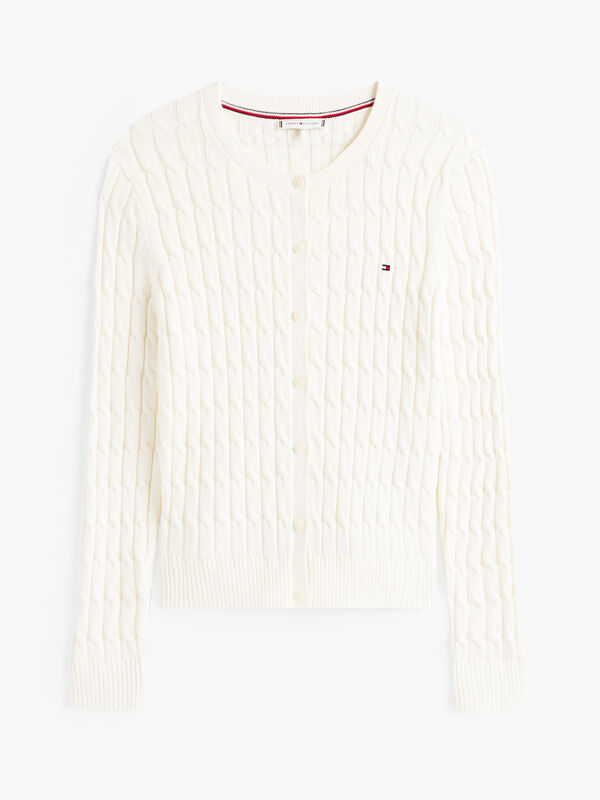 CO CABLE MID GG C-NK LS CARDI Kadın Beyaz Hırka - WW0WW46514