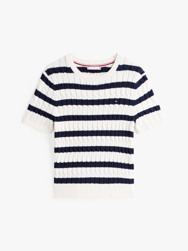 CO CABLE MID GG S/S C-NK SWT Kadın Beyaz Kazak - WW0WW45656