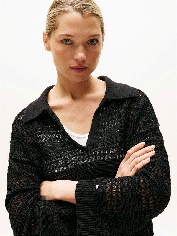 CROCHET RLX LS POLO SWT Kadın Siyah Kazak - WW0WW46524