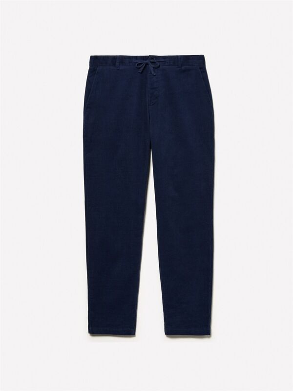 Dar Kesim Büzgü İpli Kadife Jogger Pantolon Erkek Soluk Lacivert Pantolon - 324A41ZNSF04Q