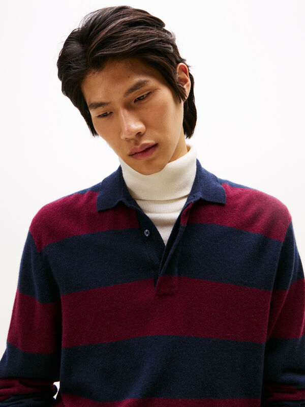 Tommy Hilfiger - DC KNITTED RUGBY Erkek Mavi Kazak - MW0MW40855