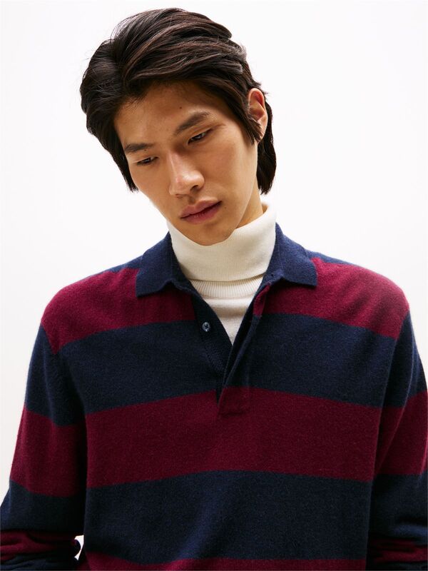 Tommy Hilfiger - DC KNITTED RUGBY Erkek Mavi Kazak - MW0MW40855