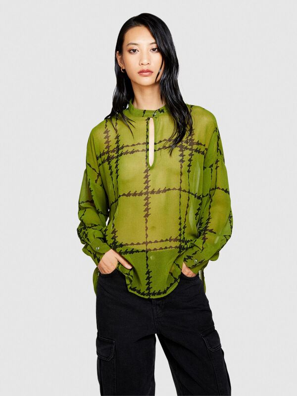 Desenli Cocoon Fit Şifon Gömlek Kadın Siyah Gömlek - 323A5MRBLQ05V