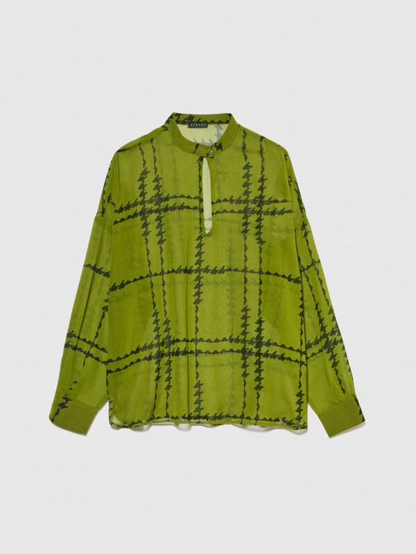 Desenli Cocoon Fit Şifon Gömlek Kadın Siyah Gömlek - 323A5MRBLQ05V