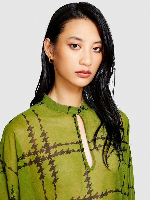 Desenli Cocoon Fit Şifon Gömlek Kadın Siyah Gömlek - 323A5MRBLQ05V