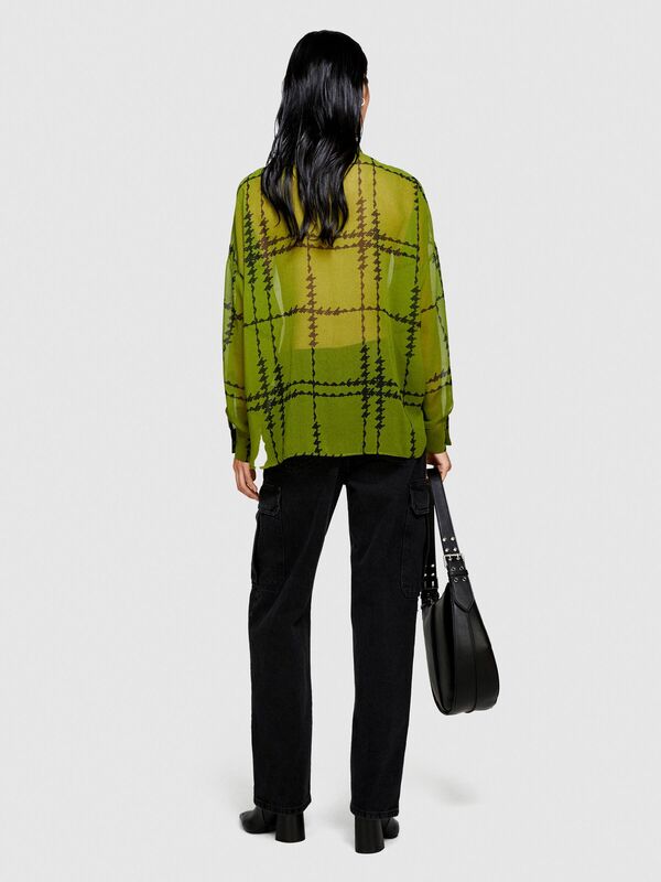 Desenli Cocoon Fit Şifon Gömlek Kadın Siyah Gömlek - 323A5MRBLQ05V