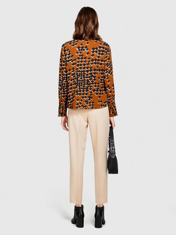 Desenli Regular Fit Gömlek Kadın Gri Gömlek - 323A5D99LQFF7