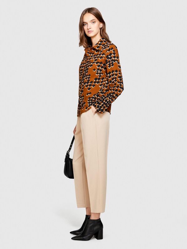 Desenli Regular Fit Gömlek Kadın Gri Gömlek - 323A5D99LQFF7