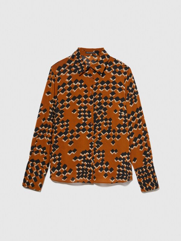 Sisley - Desenli Regular Fit Gömlek Kadın Gri Gömlek - 323A5D99LQFF7