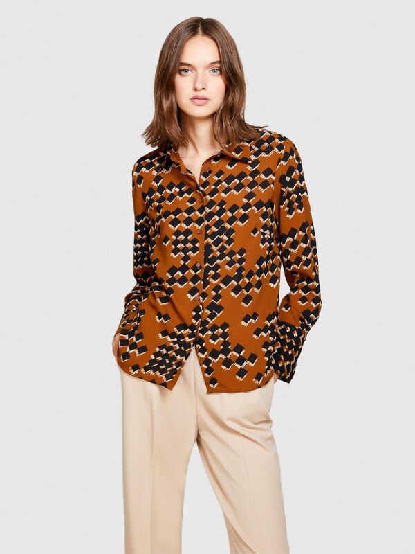 Desenli Regular Fit Gömlek Kadın Gri Gömlek - 323A5D99LQFF7