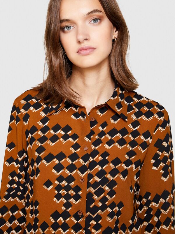 Desenli Regular Fit Gömlek Kadın Gri Gömlek - 323A5D99LQFF7