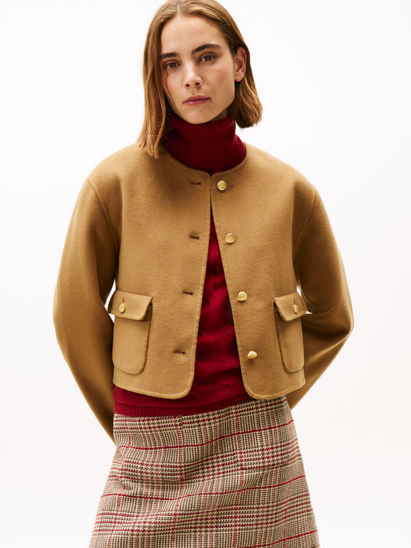 DF WOOL BLEND REG LADY JACKET Kadın Kahverengi Mont - WW0WW47446