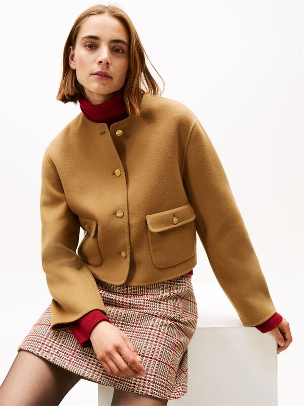 DF WOOL BLEND REG LADY JACKET Kadın Kahverengi Mont - WW0WW47446