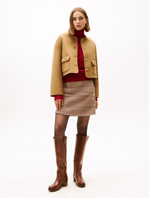 DF WOOL BLEND REG LADY JACKET Kadın Kahverengi Mont - WW0WW47446