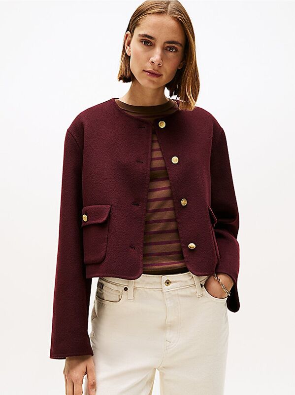 DF WOOL BLEND REG LADY JACKET Kadın Kırmızı Mont - WW0WW47446