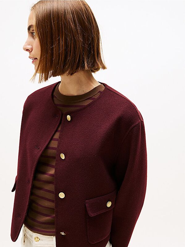 DF WOOL BLEND REG LADY JACKET Kadın Kırmızı Mont - WW0WW47446