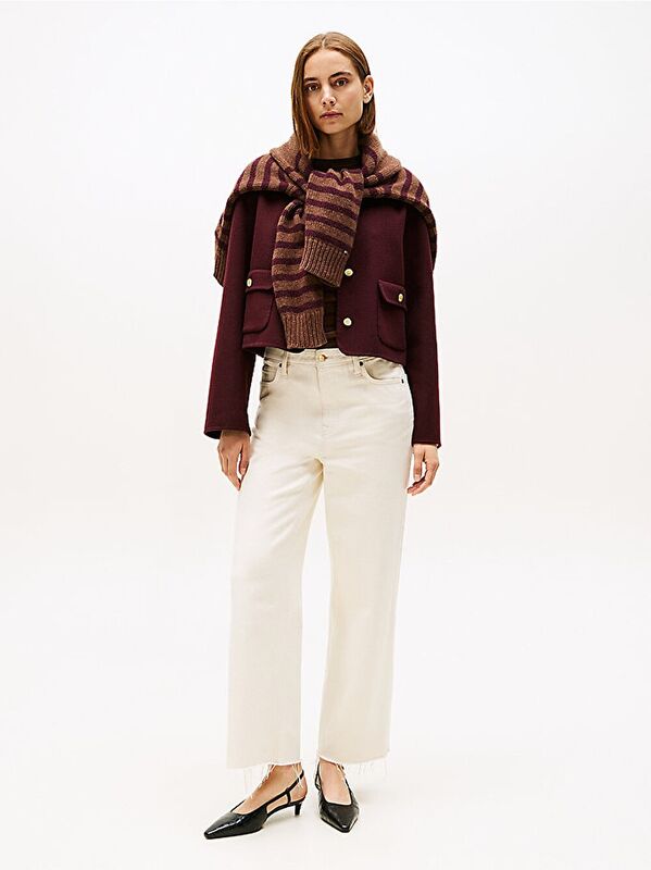 DF WOOL BLEND REG LADY JACKET Kadın Kırmızı Mont - WW0WW47446