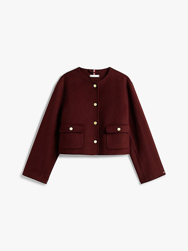 DF WOOL BLEND REG LADY JACKET Kadın Kırmızı Mont - WW0WW47446