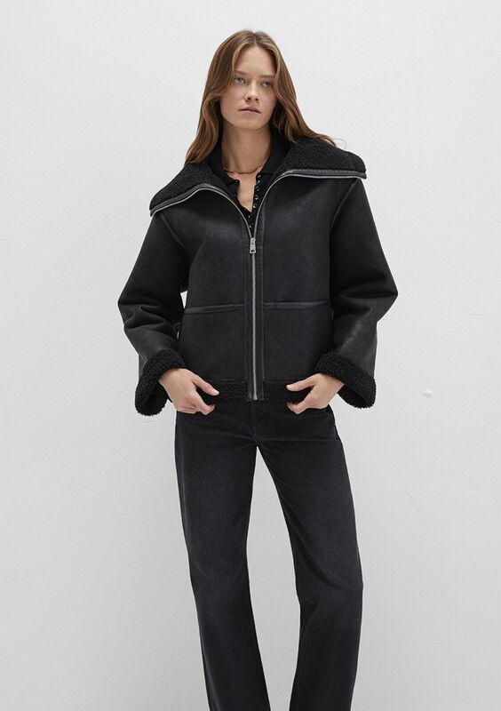 DİK YAKA PU CEKET Kadın Siyah Ceket - M1110718