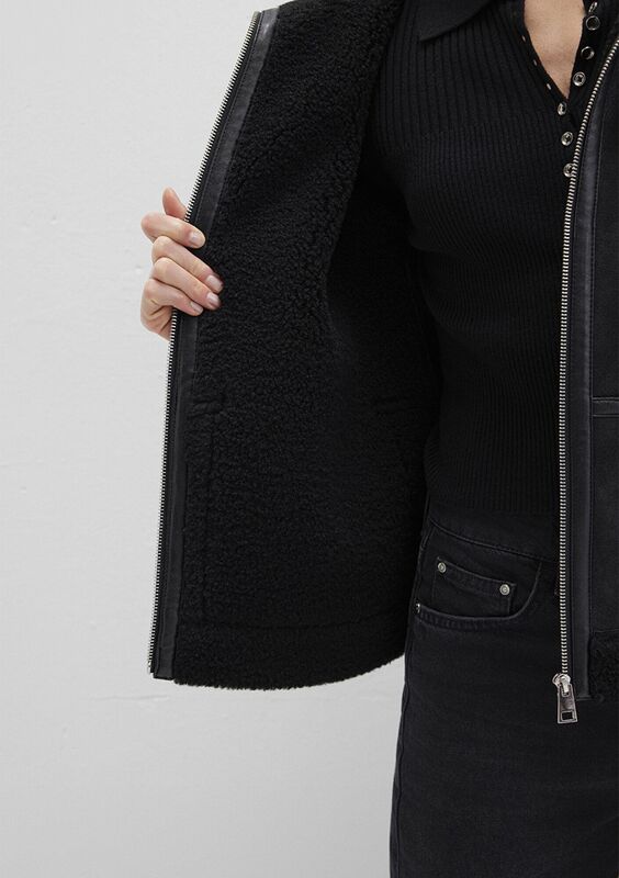 DİK YAKA PU CEKET Kadın Siyah Ceket - M1110718