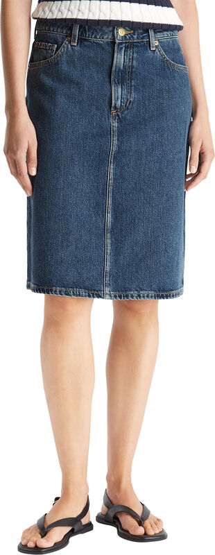 Tommy Hilfiger - DNM DEE STRAIGHT KNEE RW SKIRT Kadın Mavi Etek - WW0WW45666